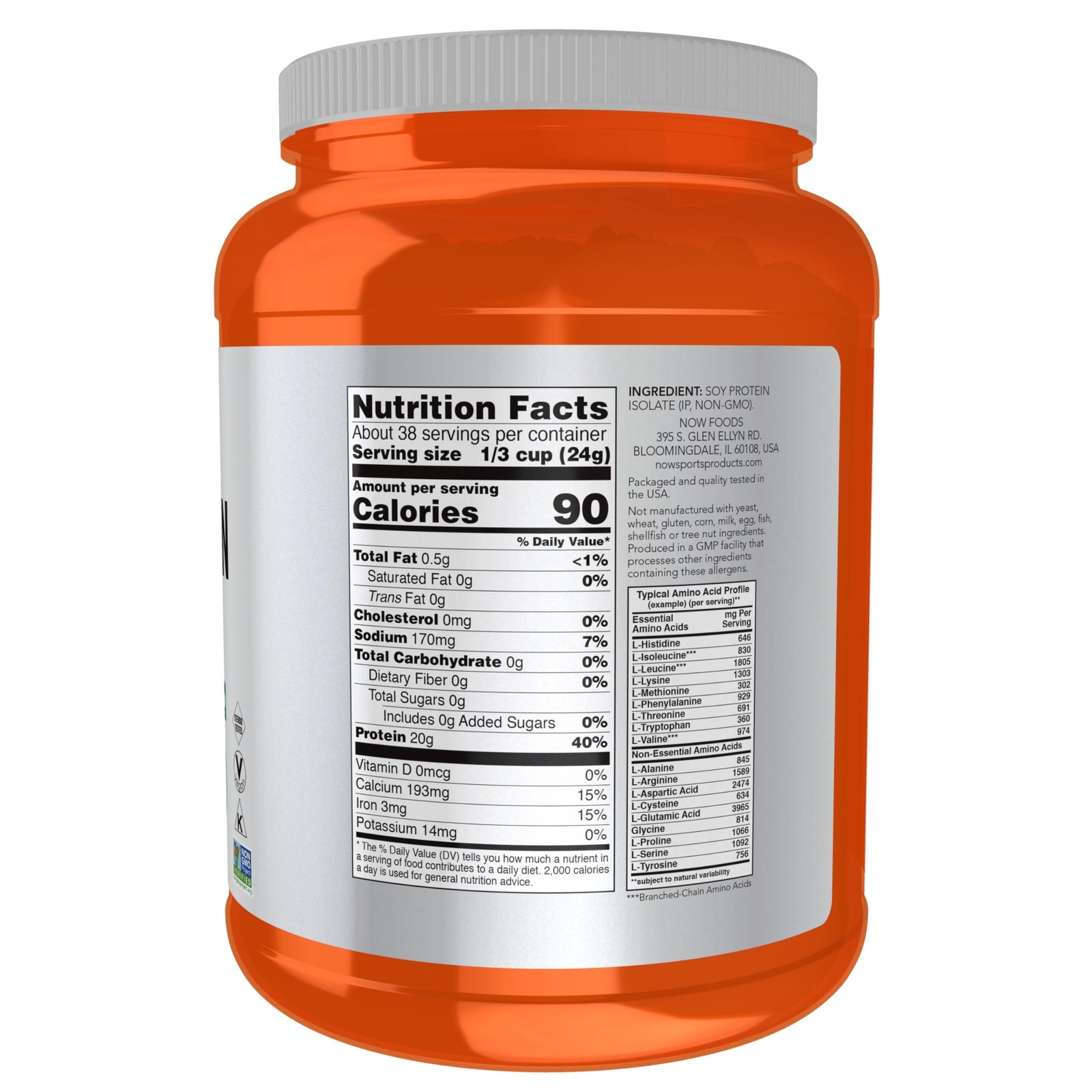 NOW Sports Soy Protein Isolate Unflavored 38 Servings 1 Pack High Quality Pro…