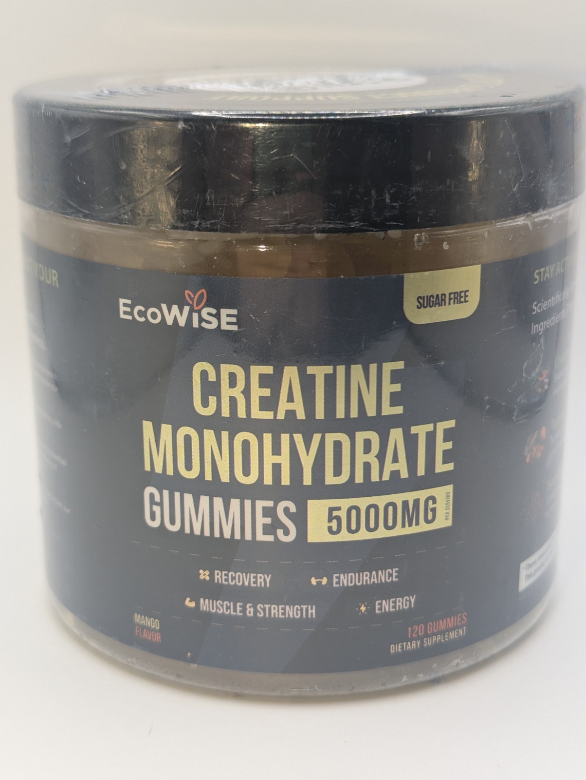 EcoWise Creatine Monohydrate Gummies Sugar-Free Mango Flavor 120ct 04/2027