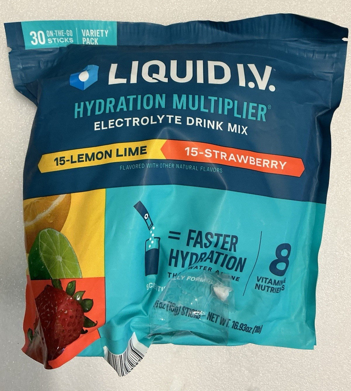 Liquid I.V Hydration Multiplier Lemon Lime+Strawberry 30 Sticks EXP 05/2028