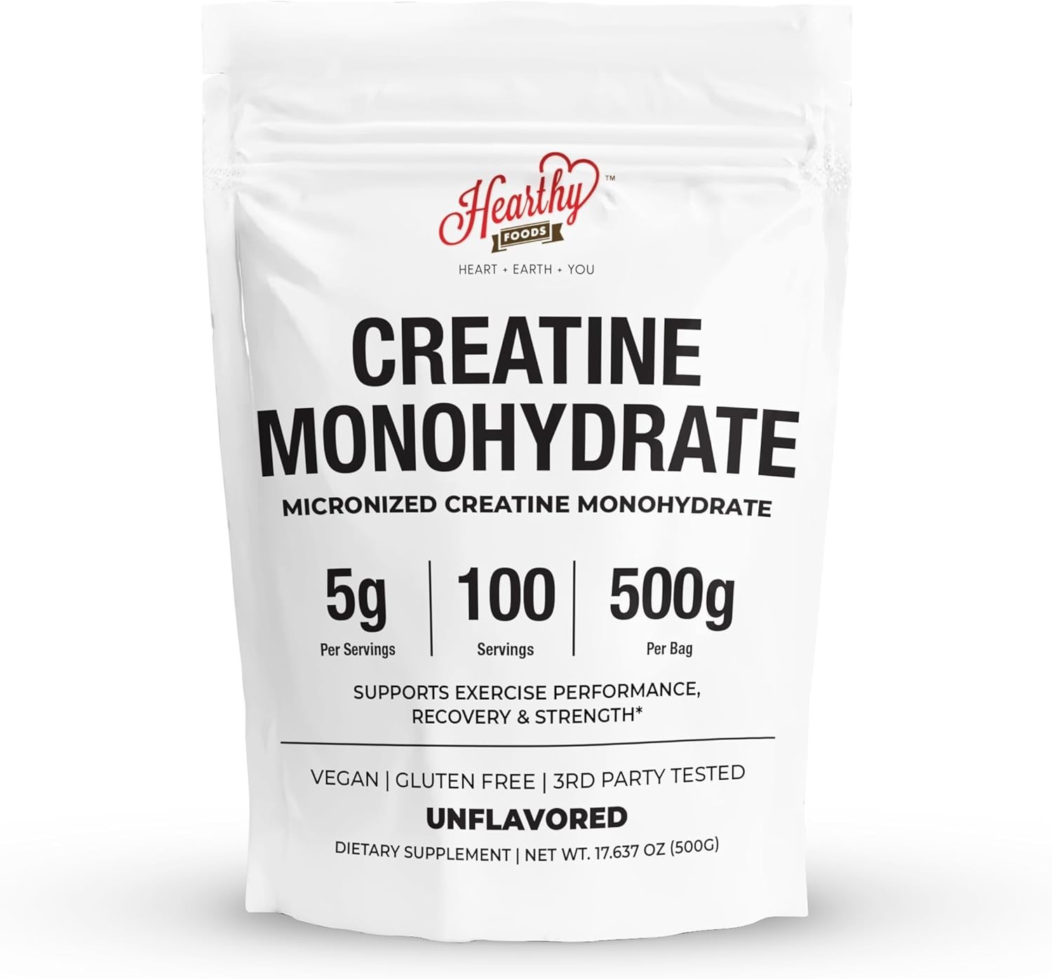 Pure Micronized Creatine Monohydrate – 500G for Athletes – Non-GMO & Gluten-Free