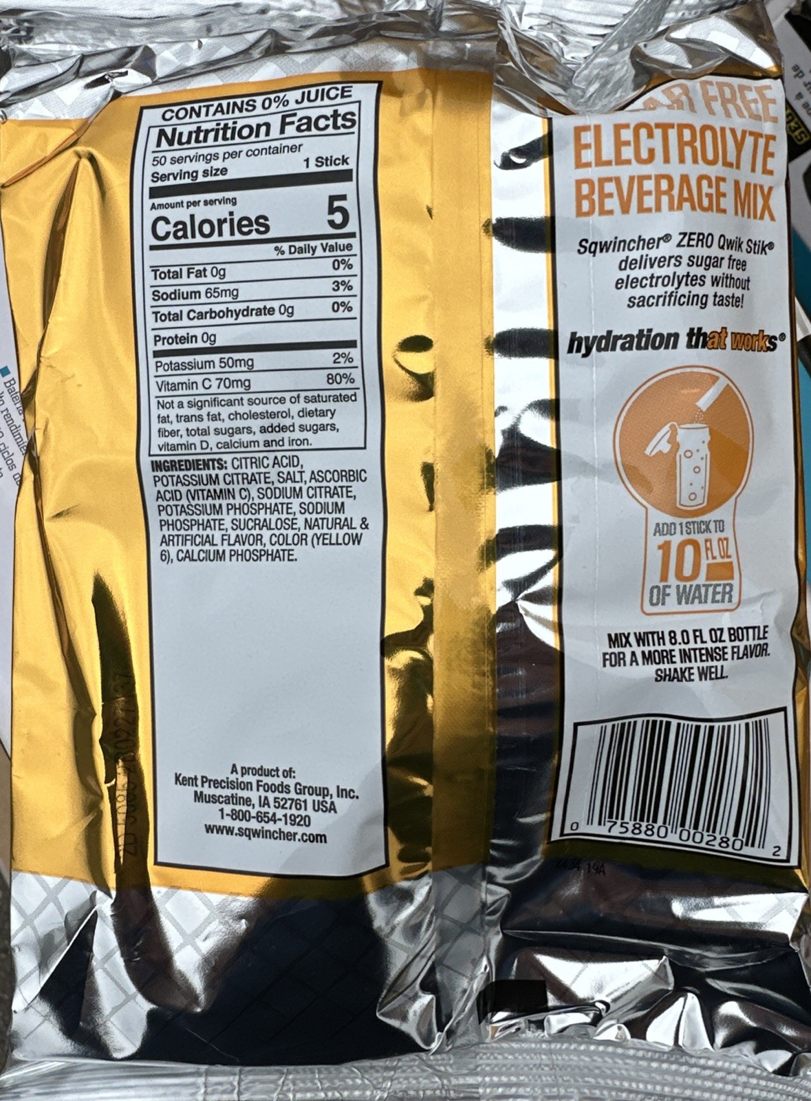 Qwik Stik ZERO 0.06 oz. Sugar-Free Drink Mix Sticks – Orange (50 Contains)