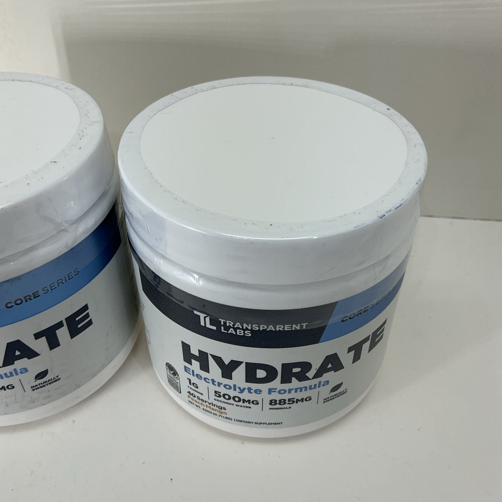 2x Transparent Labs Hydrate Electrolyte Formula Peach Mango 0.69 lbs- 40 Serv