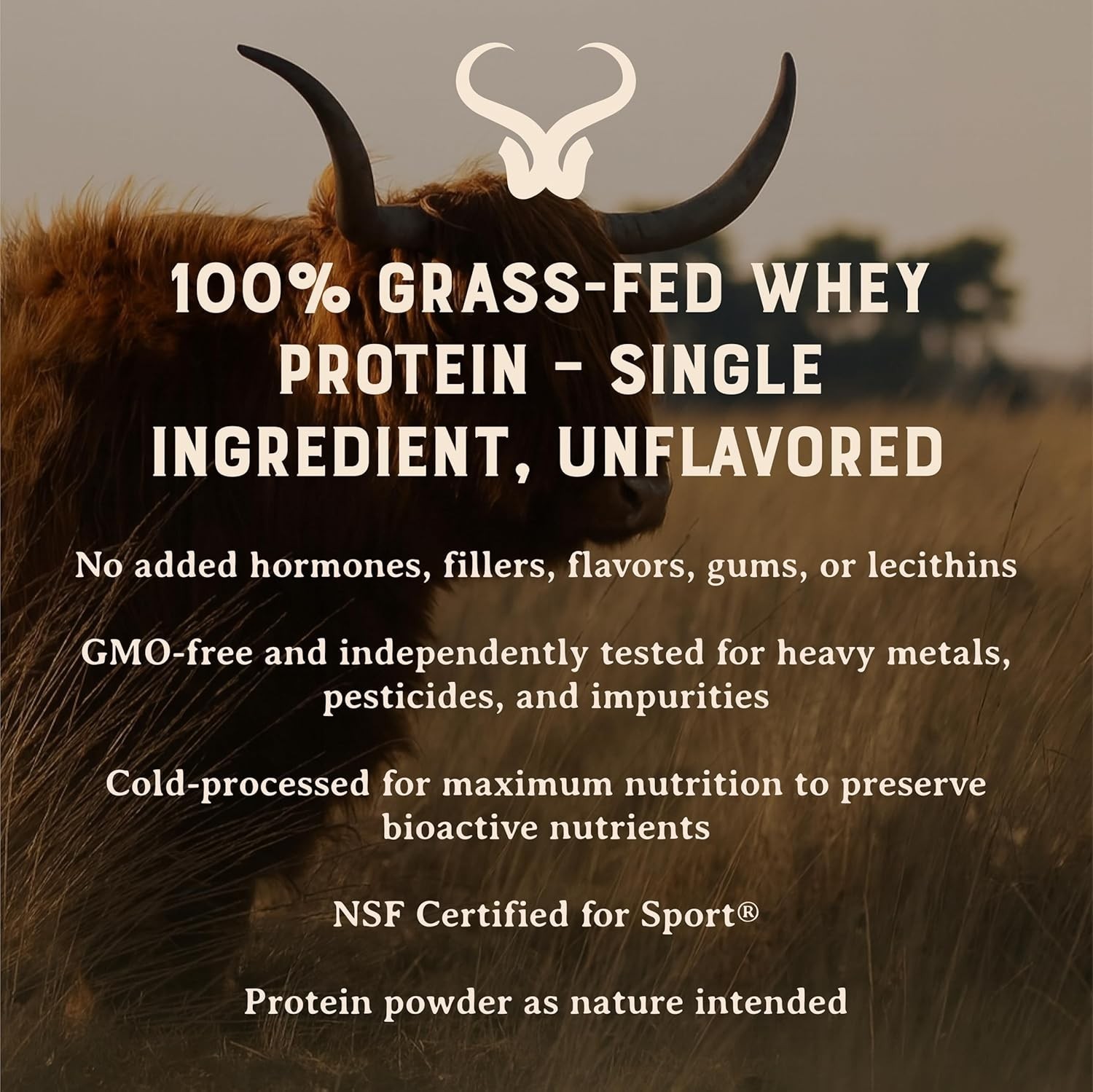 HEART & SOIL 100% Grass Fed Whey Protein Concentrate – UNFLAVORED – 2lbs