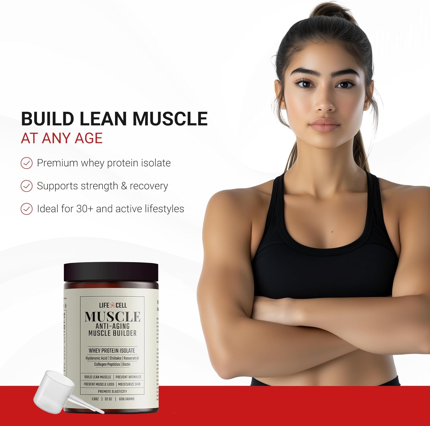 Whey Protein – Anti-Aging Muscle Builder with Shiitake Mushroom, Collagen & Hyal