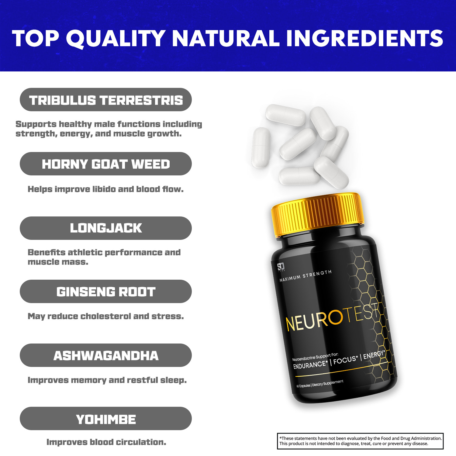 (5 Pack) Neurotest, Neurotest Advanced Formula Male Support Pills (300 Capsules)