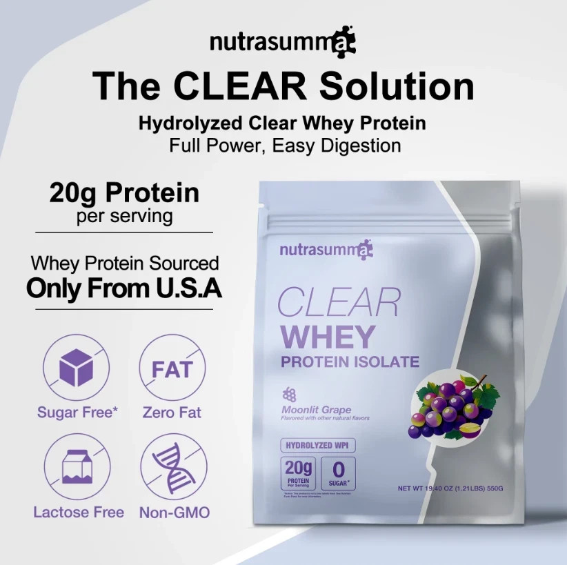 nutrasumma Clear Whey Protein Isolate 1.2 lbs – Moonlit Grape Flavor