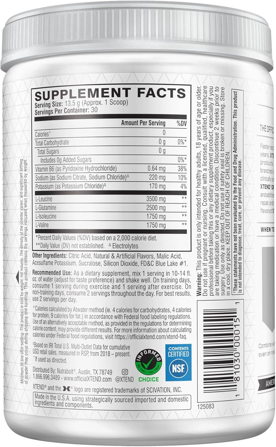 Original BCAA Powder Blue Raspberry Ice, Sugar Free Post Workout Muscle Recov…