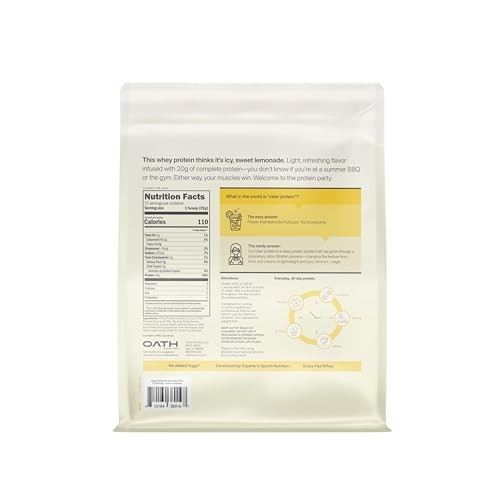 Oath Nutrition Clear Whey Isolate Protein Powder Frosty Lemonade 20g Protein