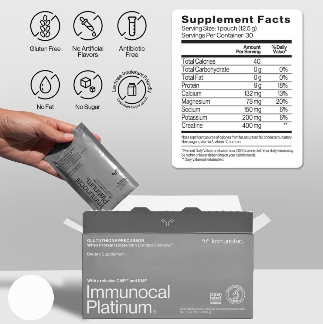 Immunocal Platinum – Immunotec 4 Boxes – Maintain your Immune System 120 pouches