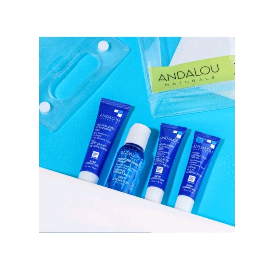Andalou Naturals The Deep Hydration Routine On Go Kit Skin Care Moisturizer Set