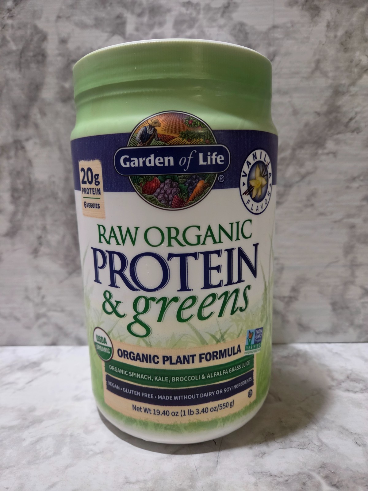Garden of Life Raw Organic 20g Protein & Greens Vanilla 19.4 OZ 1/2027