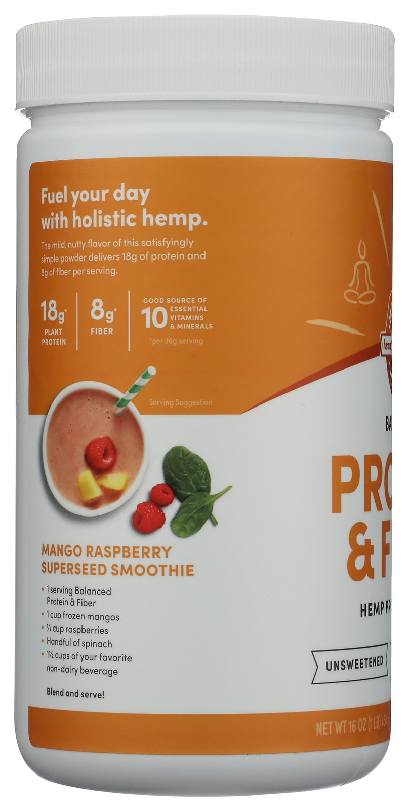 Manitoba Harvest Unsweetened Hemp Protein & Fiber Powder 16 Oz 1 Pack