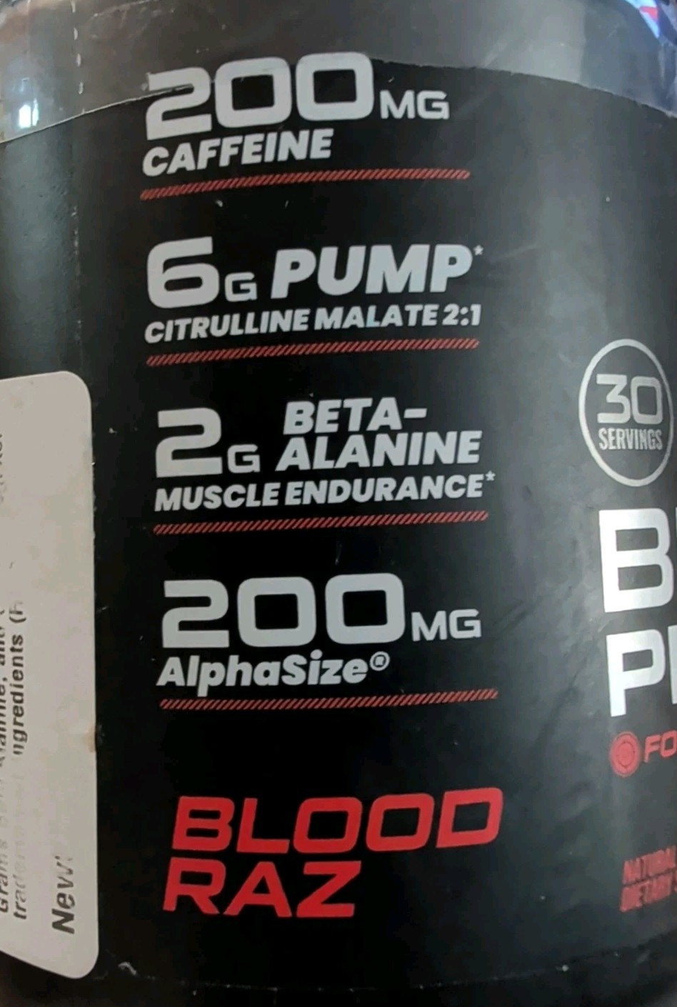 New! Bucked Up Pre-Workout Blood Raz 30 Servings 200mg Caffeine 04/2027 Sealed