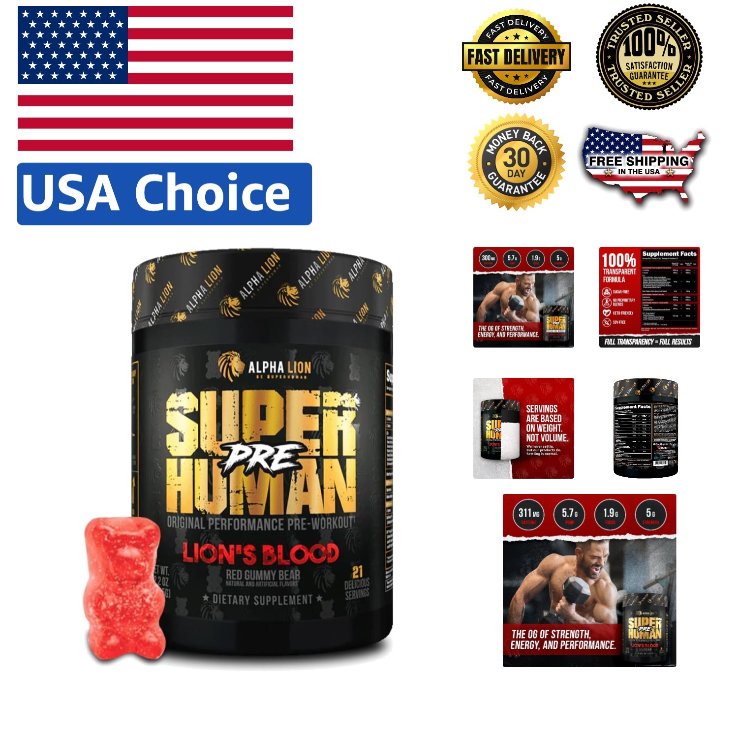 Pre Workout Powder – Long-Lasting Energy, Pump & Focus – Lion’s Blood