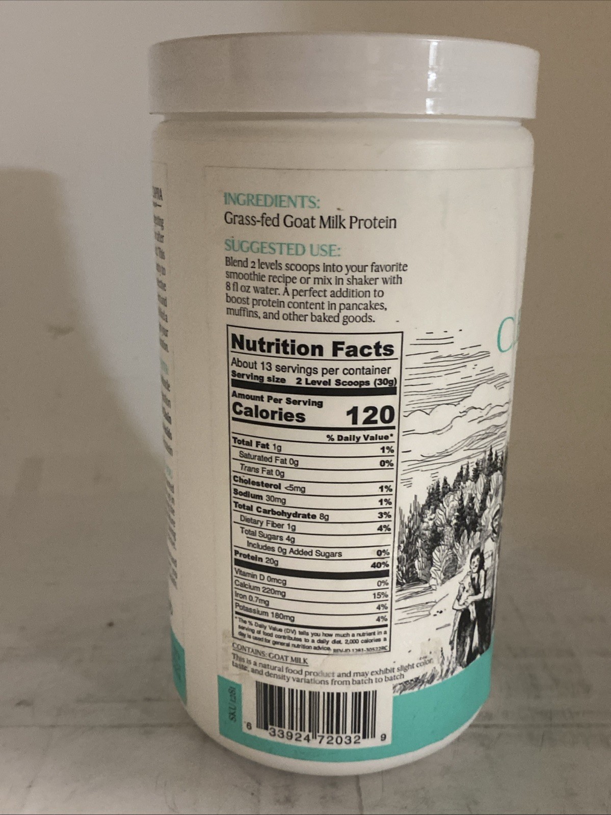 MT. CAPRA Clean Whole Protein, Unsweetened, 14.1 oz (400 g) 8/26