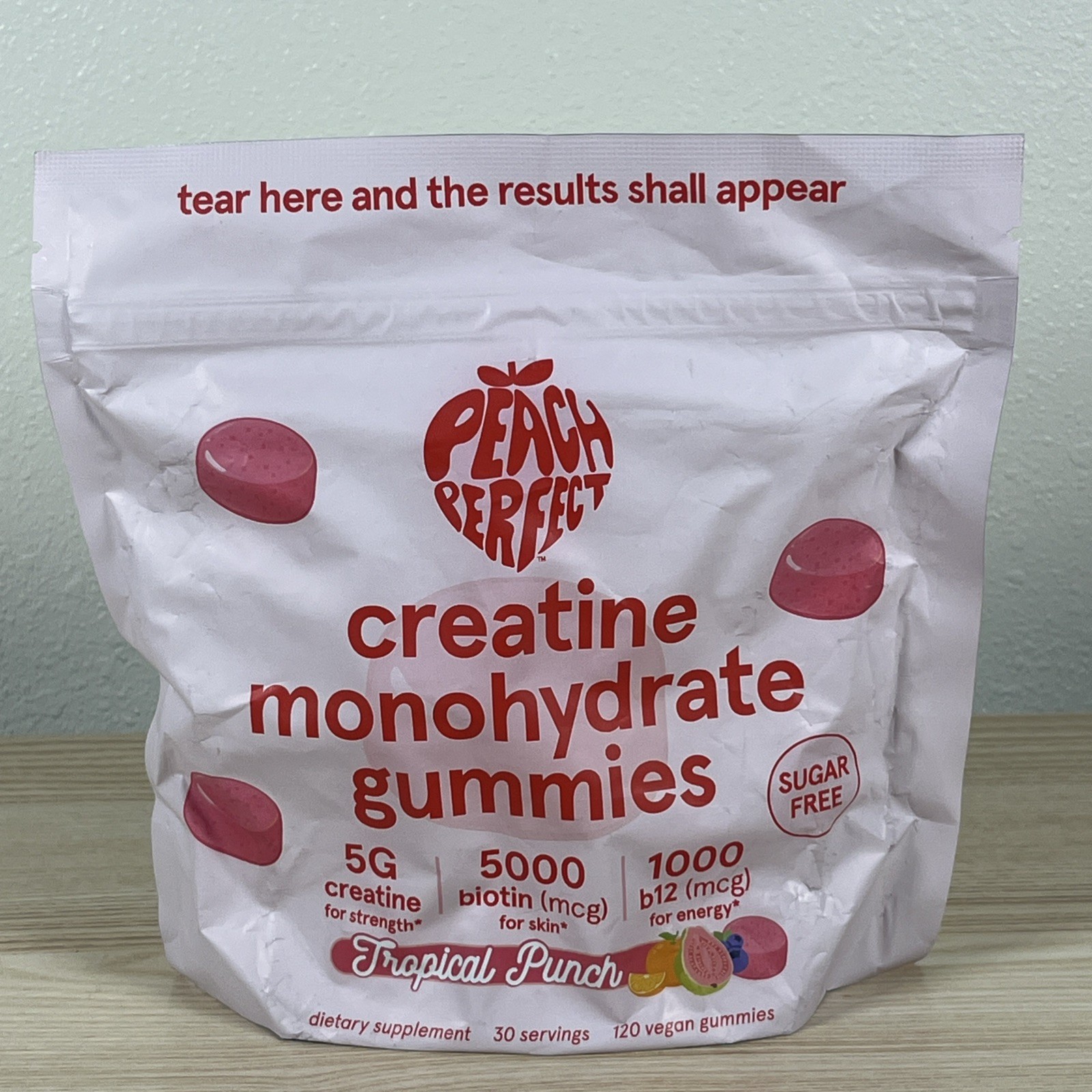 Peach Perfect Creatine Monohydrate Gummies Tropical Punch EXP 06/2027
