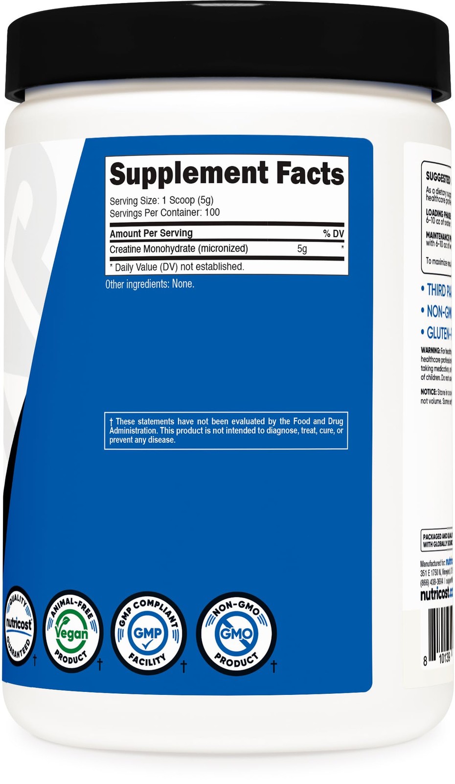 Nutricost Creatine Monohydrate Micronized Powder 500G 100 Servings 5000mg Per