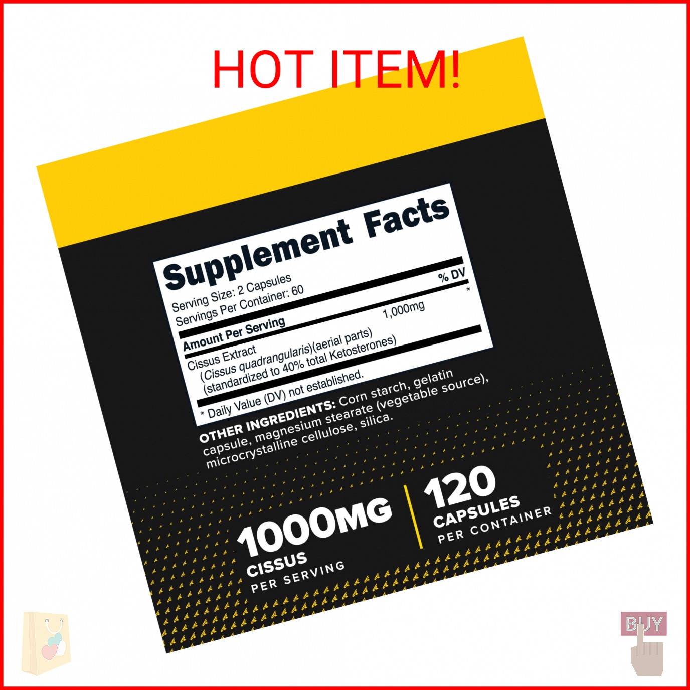 Primaforce Cissus Quadrangularis Extract, 120 Capsules, 1000mg per Serving – Glu