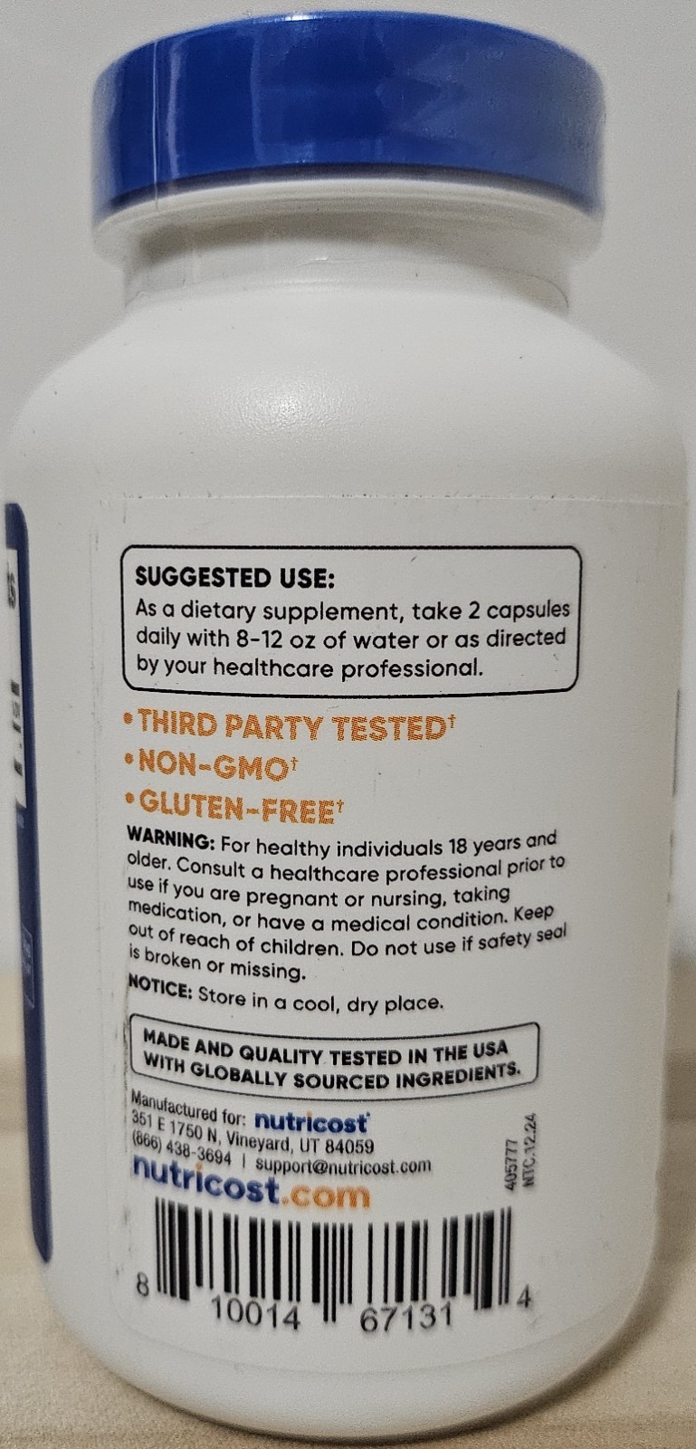 Nutricost L-Proline 1000mg, 180 Capsules (90 Servings) [EXP: 01/2028]