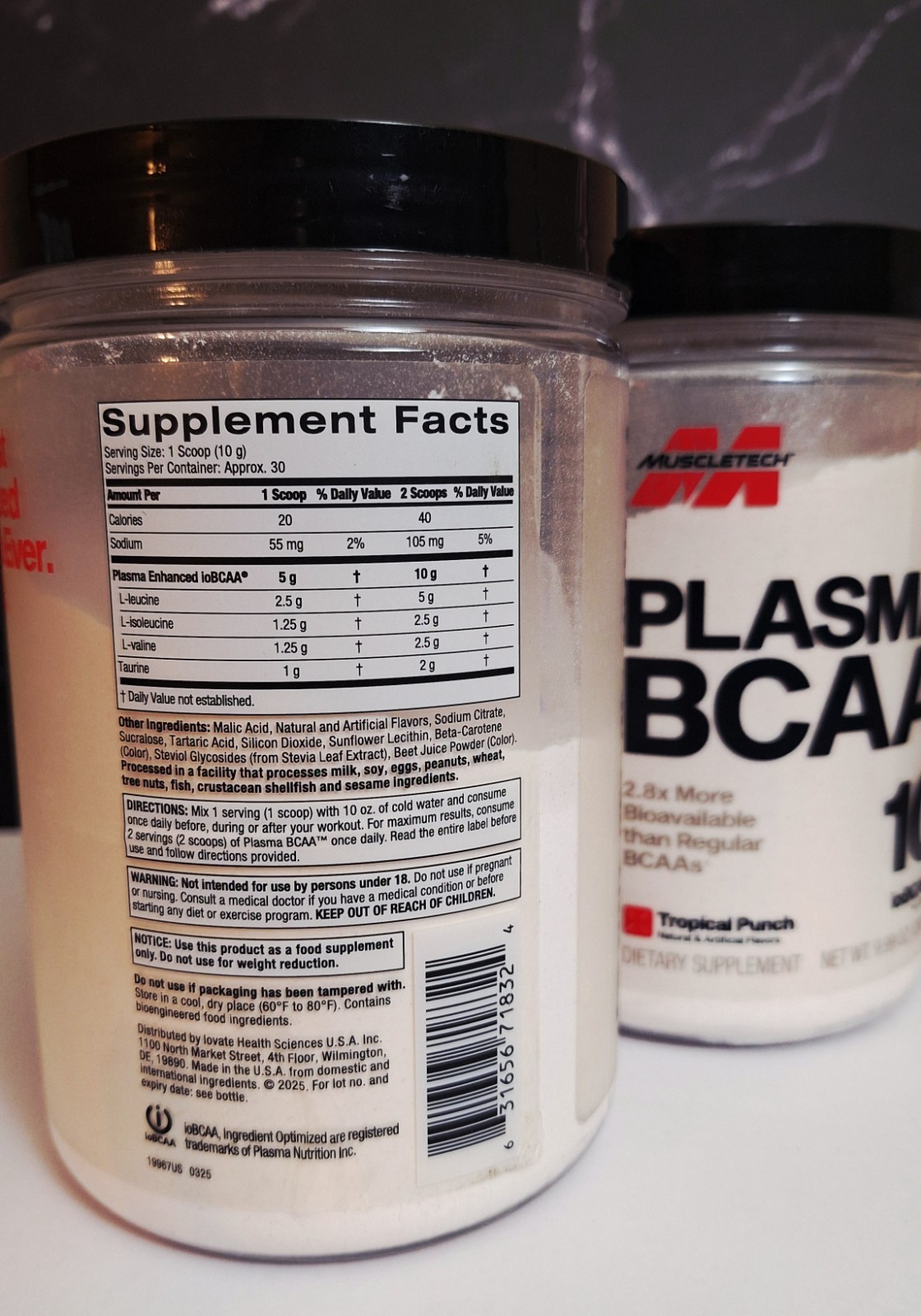 2 Tubs MuscleTech Plasma BCAA, Fruit Punch, 30 Serv, Fast Absorption, 05/2028✨️
