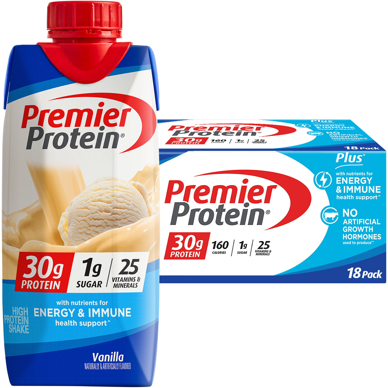 PREMIER PROTEIN SHAKES SUPPLEMENT DRINKS NUTRITION VANILLA FLAVOR PRO TIEN 18 PK