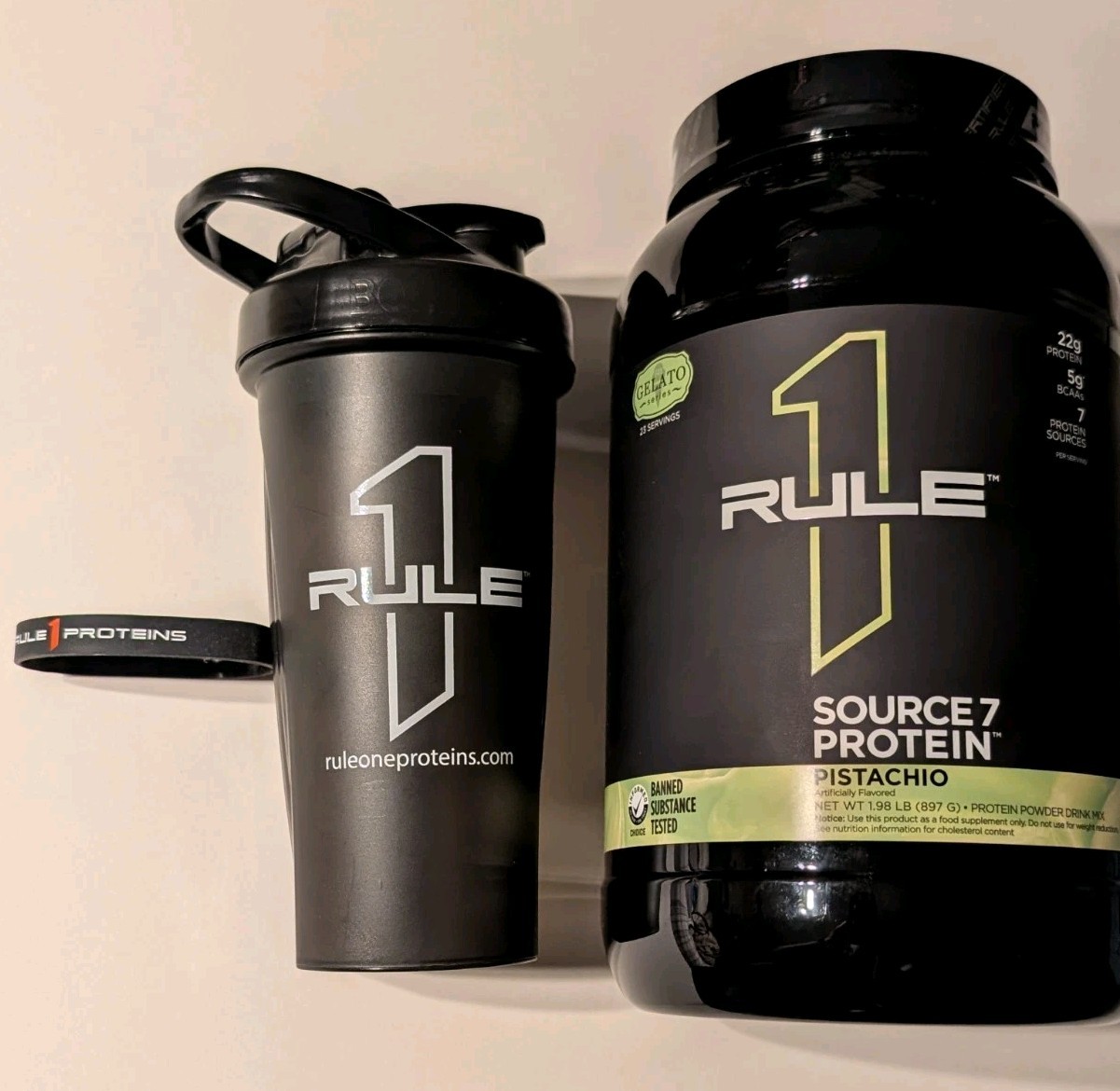 Brand New RULE 1 Source 7 Protein Bundle W/ Shaker & Wristband Gelato Series