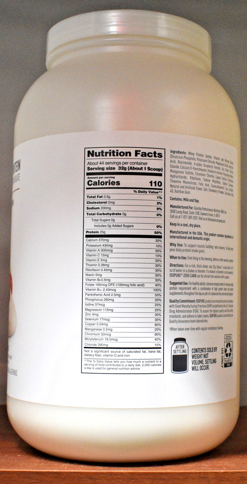 Isopure Strawberries & Cream Zero Carb Protein Powder 3 lb (1.36 kg) 44 Servings