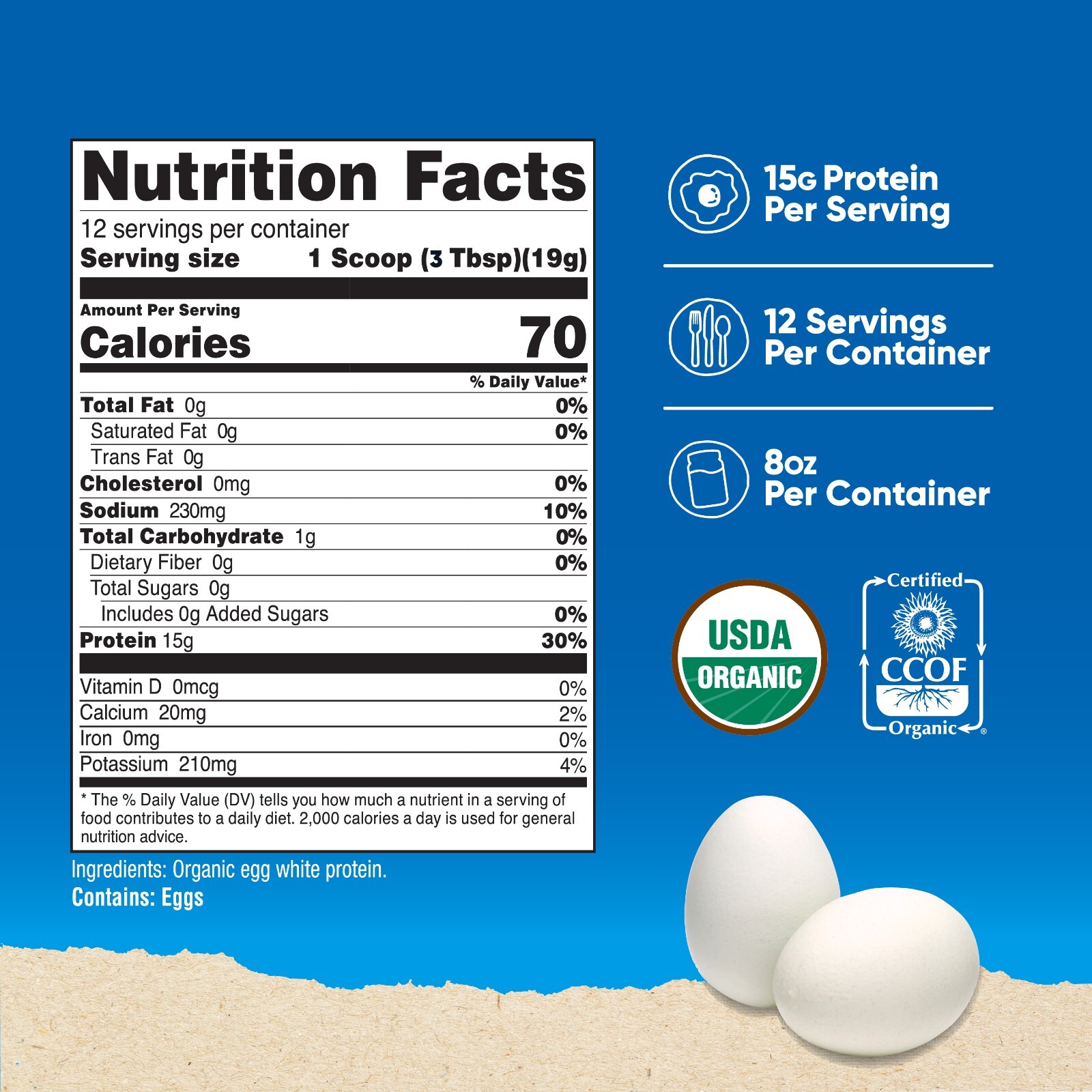 Nutricost Organic Egg White Protein Powder 8oz (Unflavored)