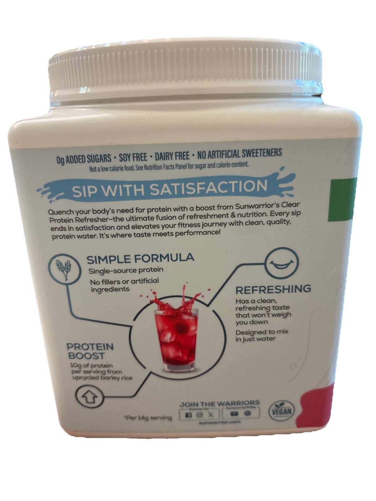 SunWarrior Plant Based Clear Protein Refresh Raspberry 14.8 Oz BB 3/27 (1b)