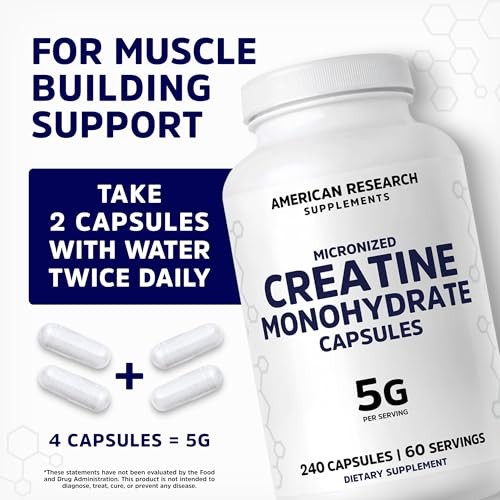 Creatine Monohydrate 5G Capsules 60 Servings Micronized