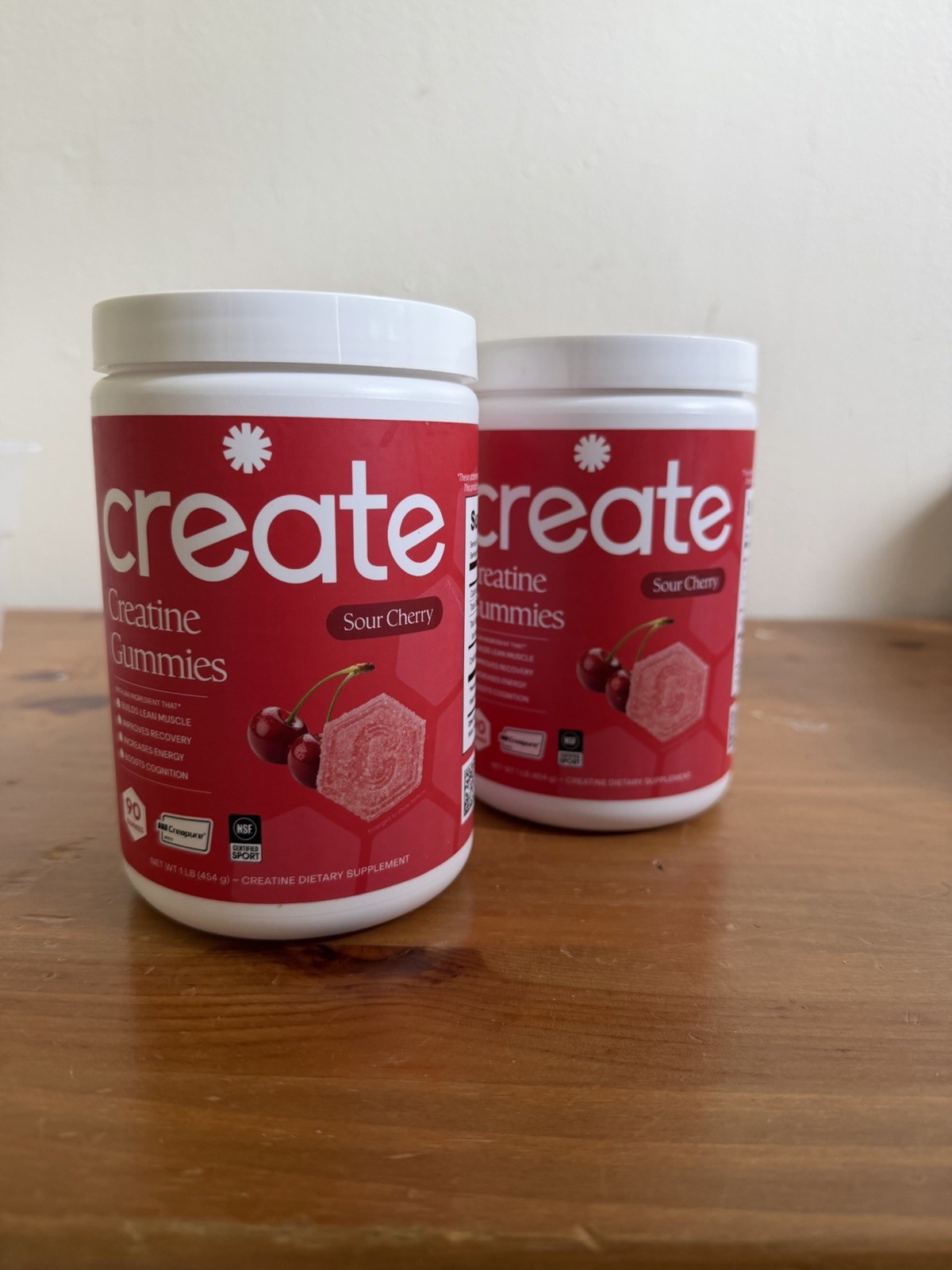 Create Creatine Monohydrate Gummies Sour Cherry 90 Count Bodybuilding 1 lb