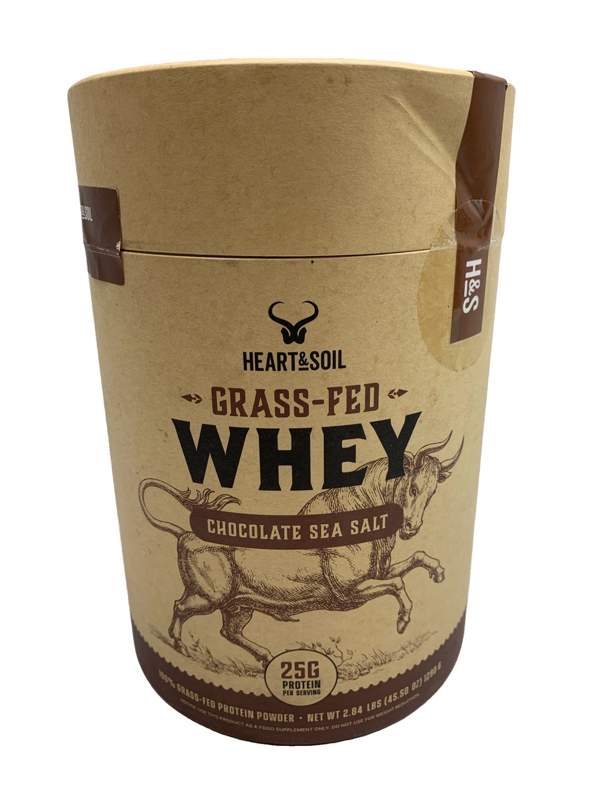 HEART & SOIL 100% Grass Fed Whey Chocolate Sea Salt Protein Powder Workout Recov
