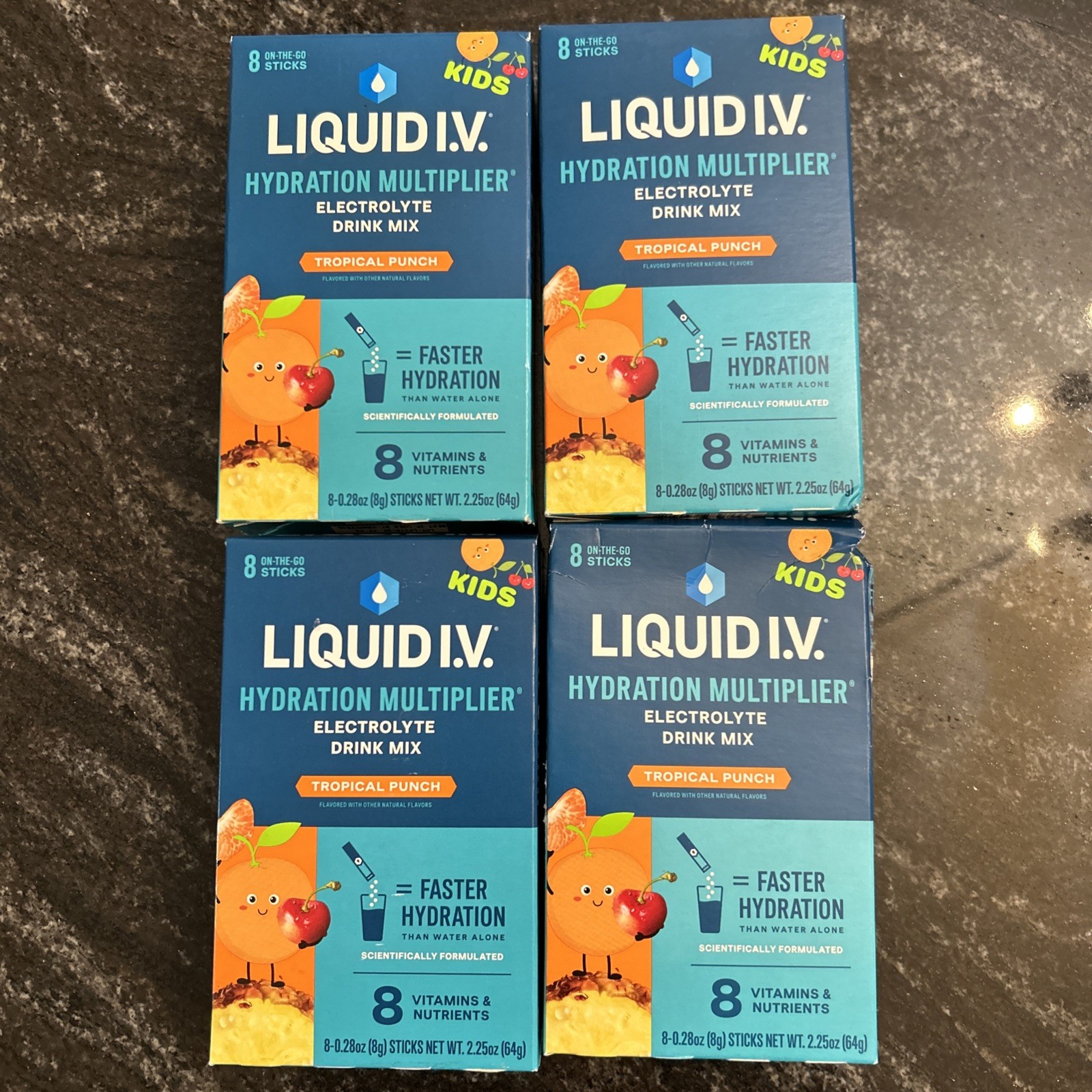 4 Liquid IVHydration Multiplier Electrolyte Drink Mix Kid Tropical Punch 11/26+