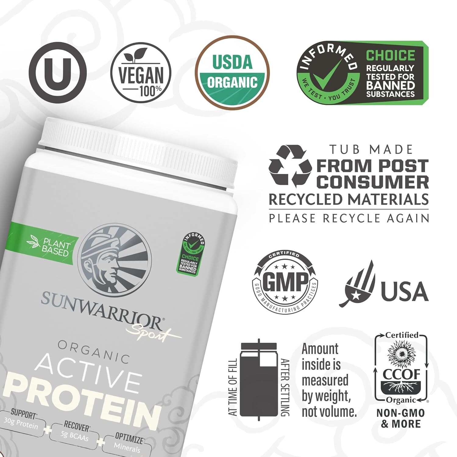 Sunwarrior Vegan Protein Powder USDA Organic Protein Powder Blend Plant-Based
