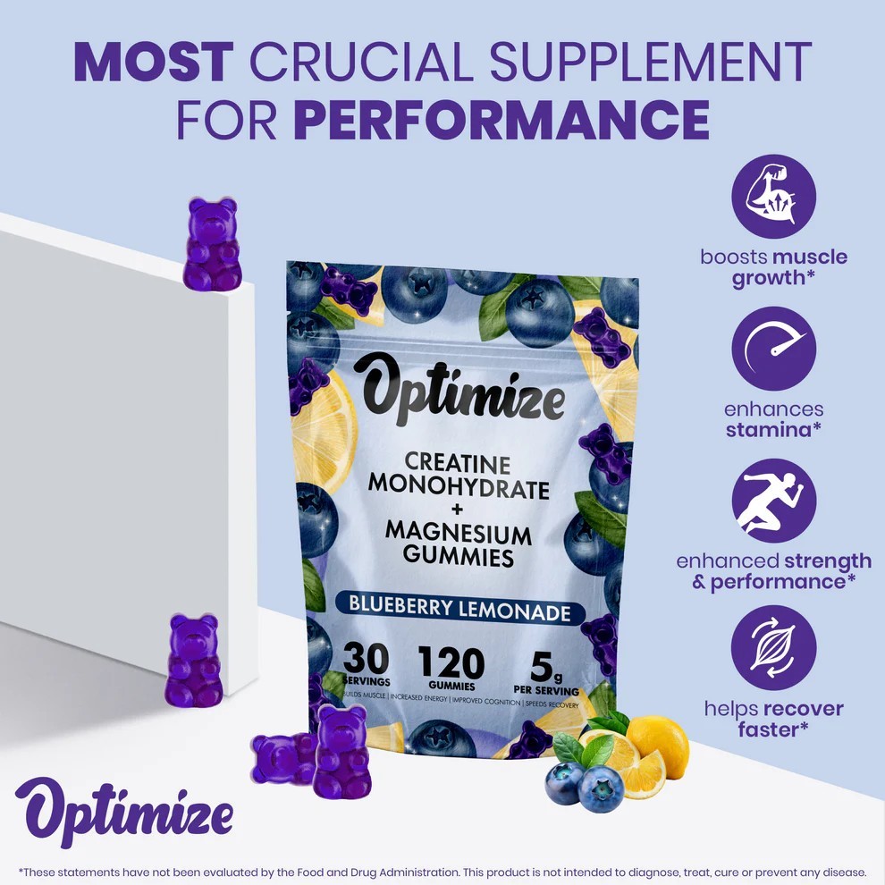 2 PACK Creatine Monohydrate Gummies – 240 Gummies w/ B12 + Magnesium Sugar Free