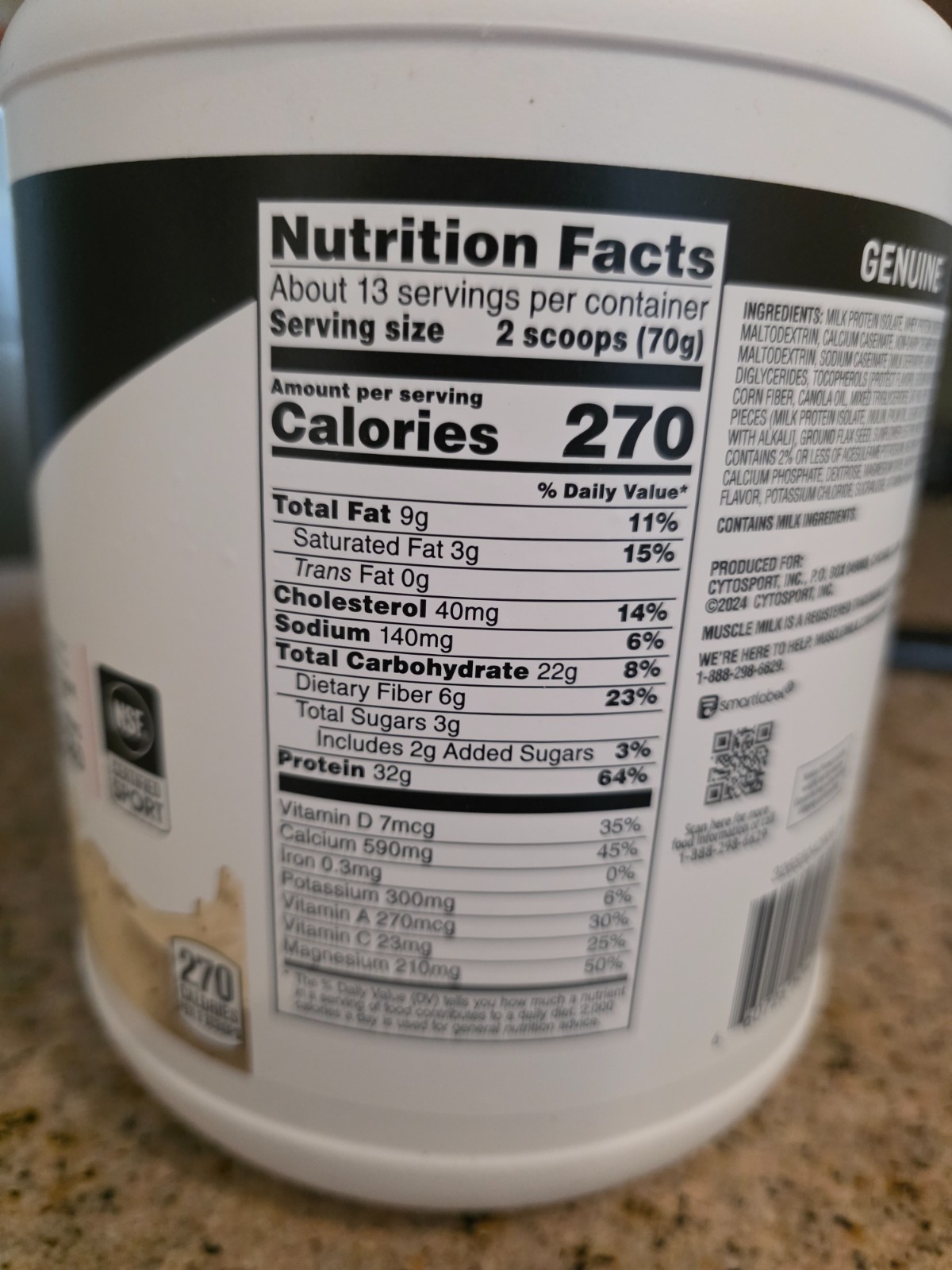 Muscle Milk Lean Muscle Protein Powder, cookies & creme exp 4/2027- 1.93lbs