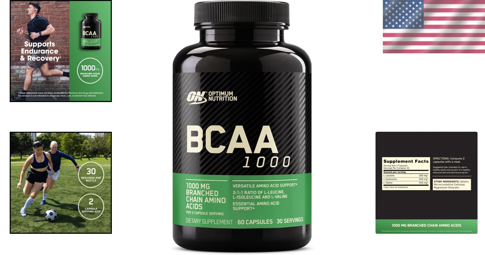 Unflavored Instantized BCAA Capsules – 1000mg, 60 Count for Active Lifestyles