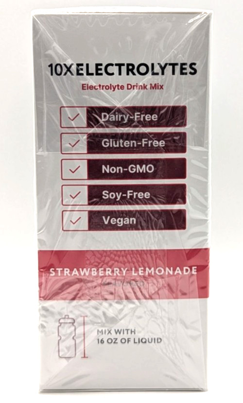 10X Health Electrolyte Drink Mix, 30 Packets, Strawberry Lemonade, Exp. 2/27