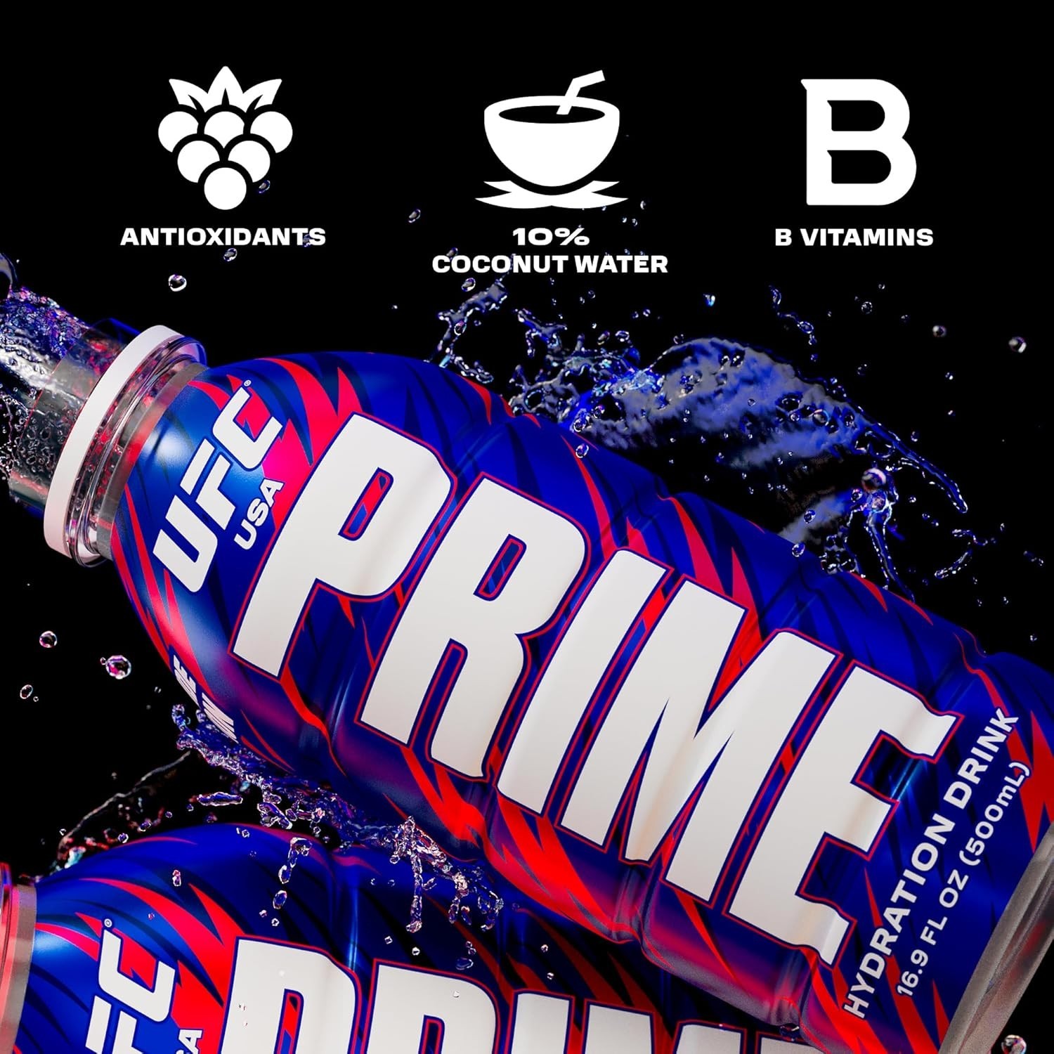 PRIME Hydration Sports Drink – UFC Edition, 16.9oz – Berry Freeze (24 Bottles)