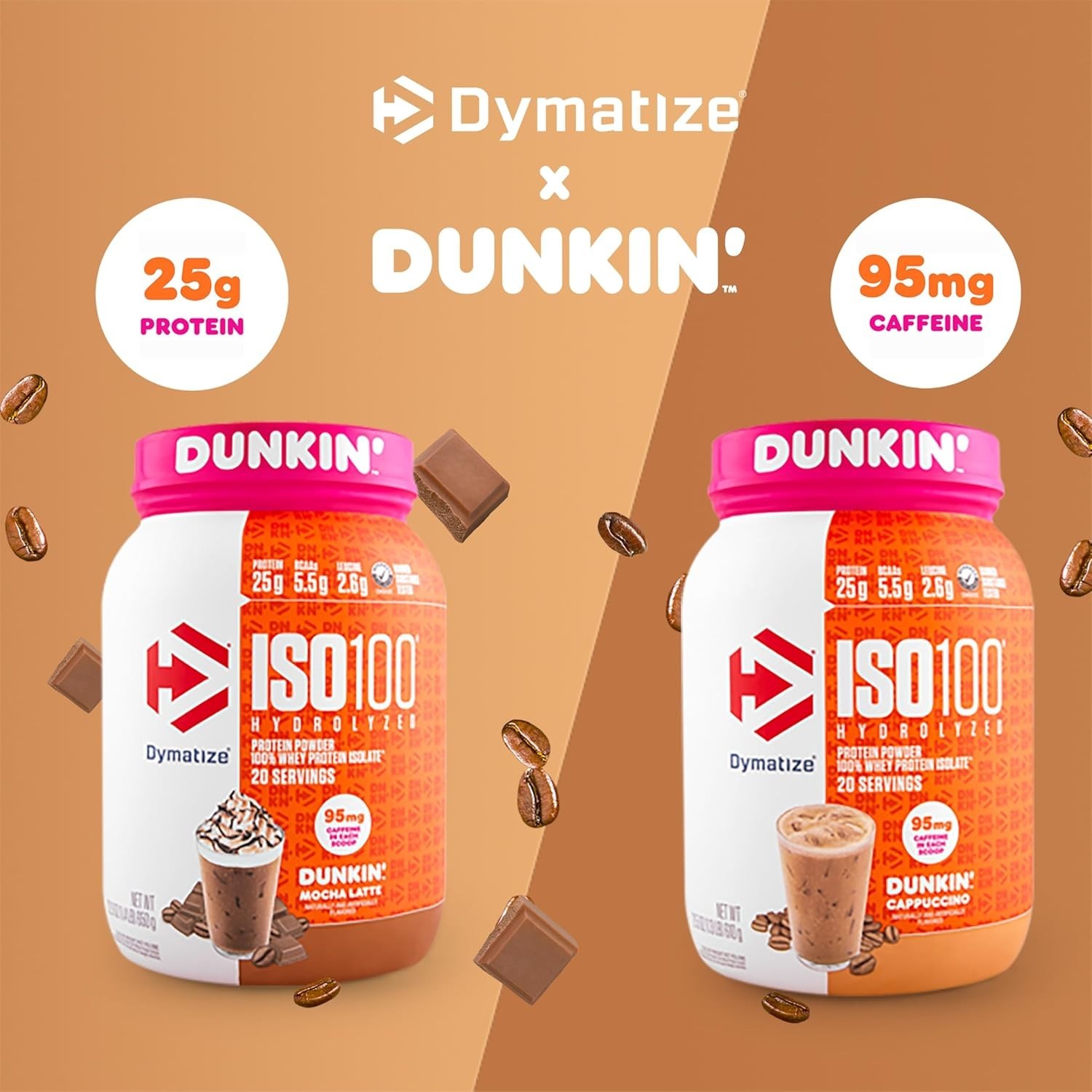 Dymatize ISO100 Dunkin Mocha Latte Whey Protein 20 Servings 25g Protein