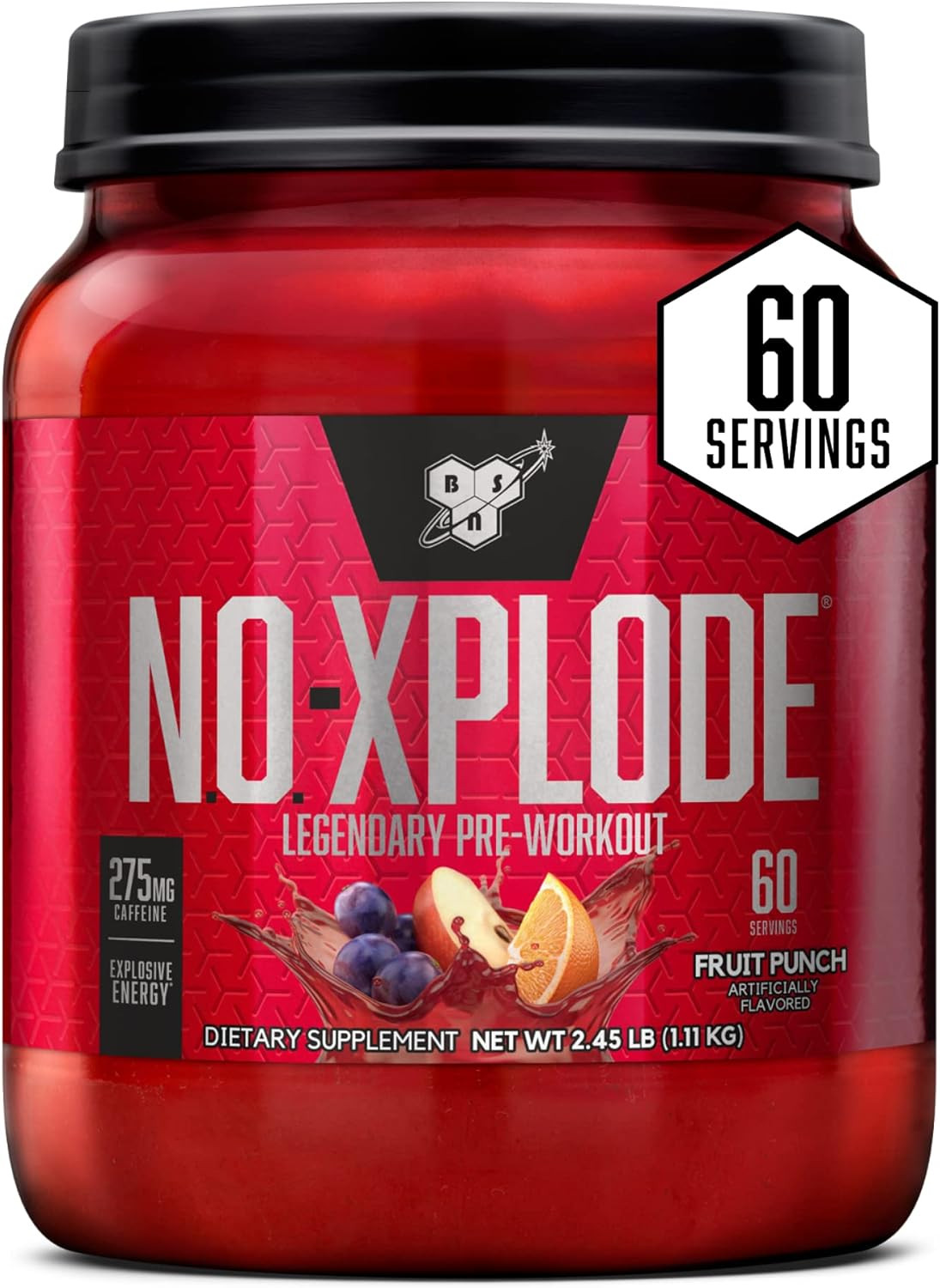 N.O.-XPLODE Pre Workout Supplement with Creatine, Beta-Alanine, and Energy, Frui