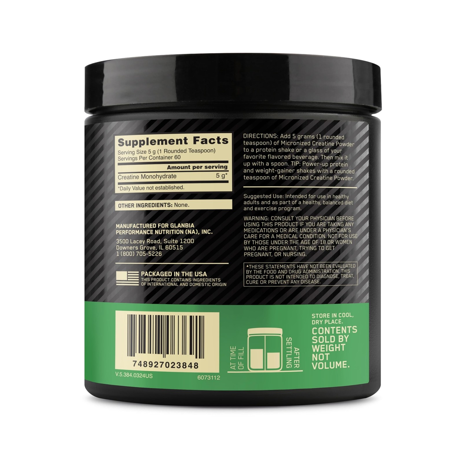 Optimum Nutrition, Micronized Creatine Monohydrate Powder, 5000mg, Unflavored