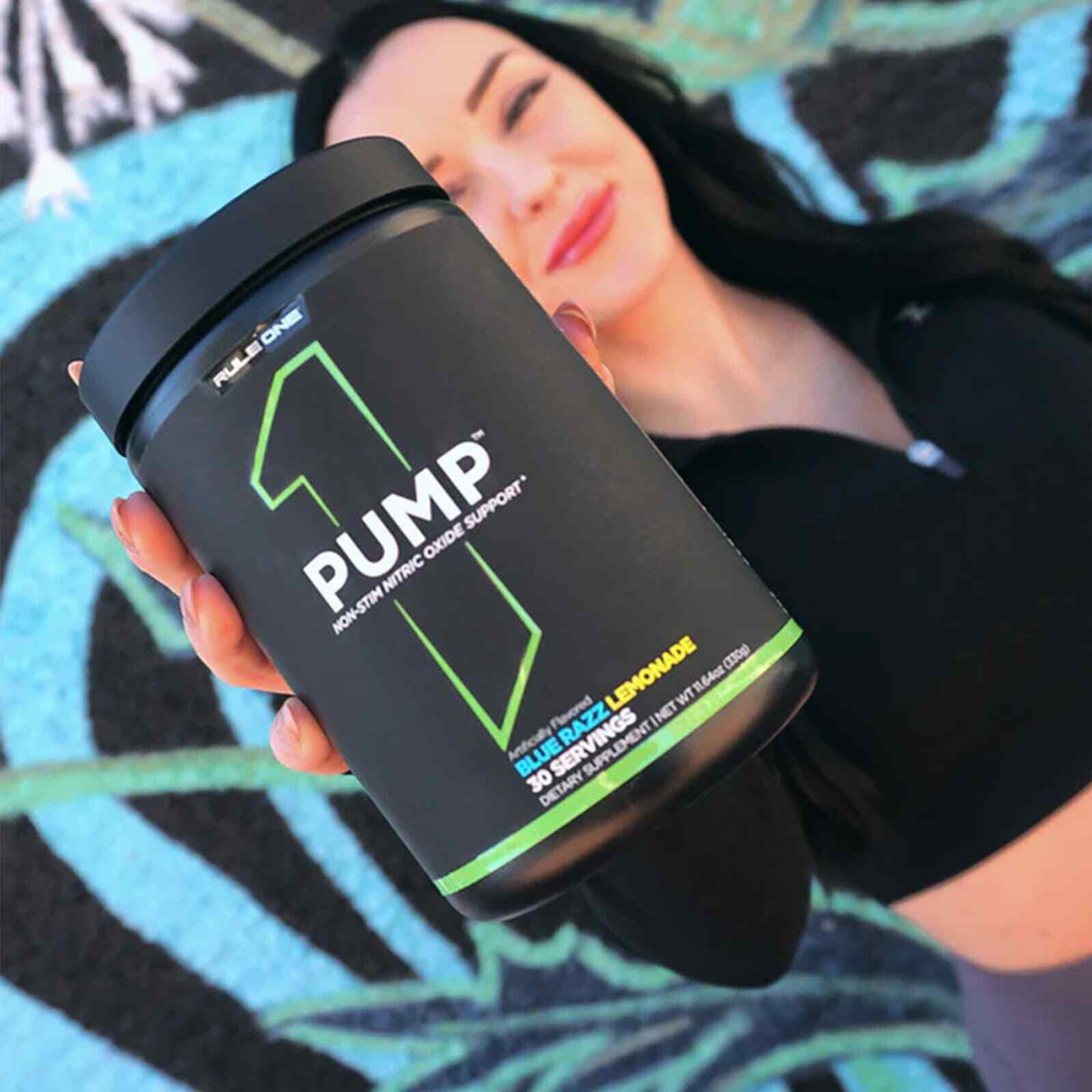 RULE 1 Pump 30 serv Blue Razz Lemonade Stimulant Free Pre Workout 315g