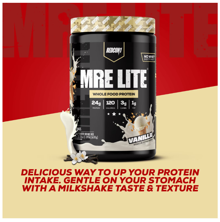 REDCON1 MRE Lite Whole Food Protein Powder, Vanilla Milkshake, Whey & Lactose