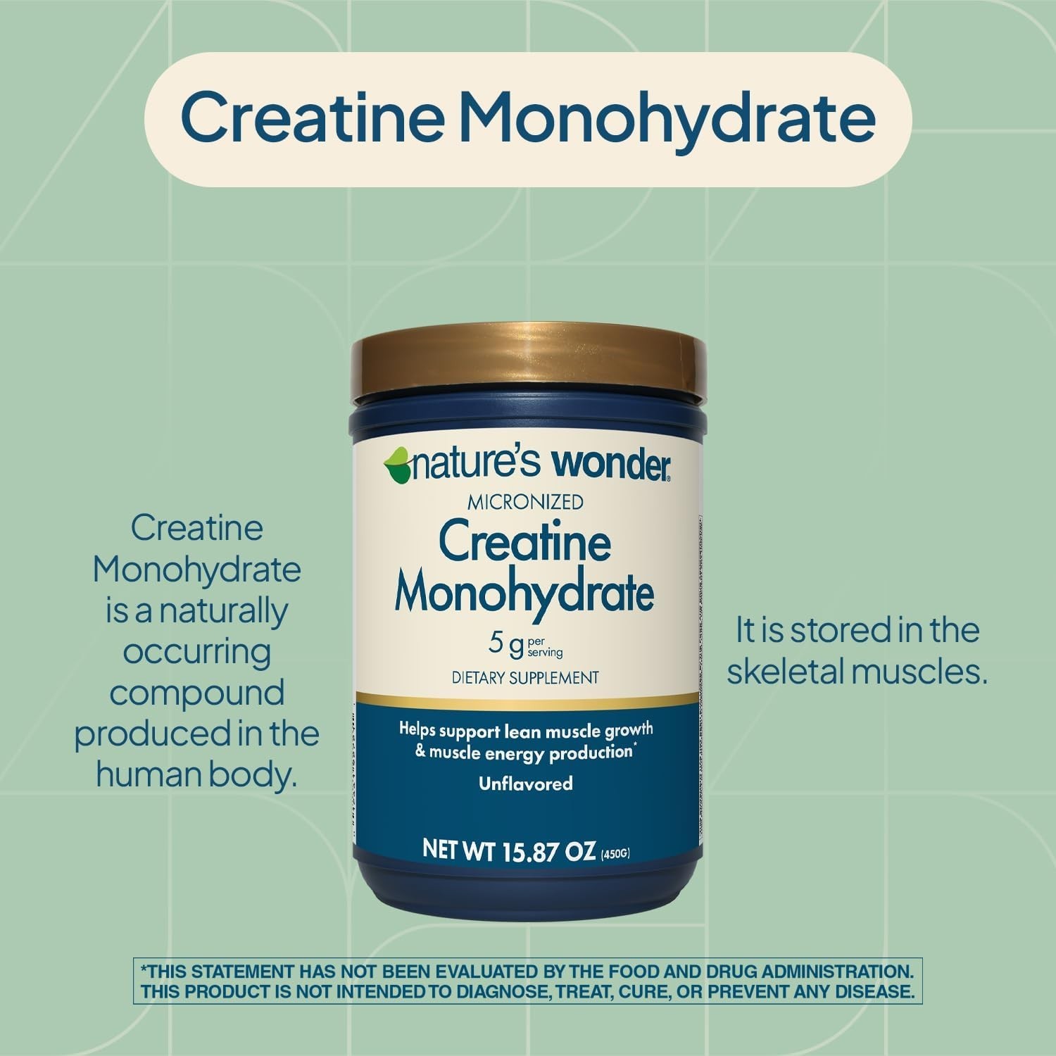 Nature’s Wonder Micronized Creatine Monohydrate 15.87 Ounce (Pack of 1)
