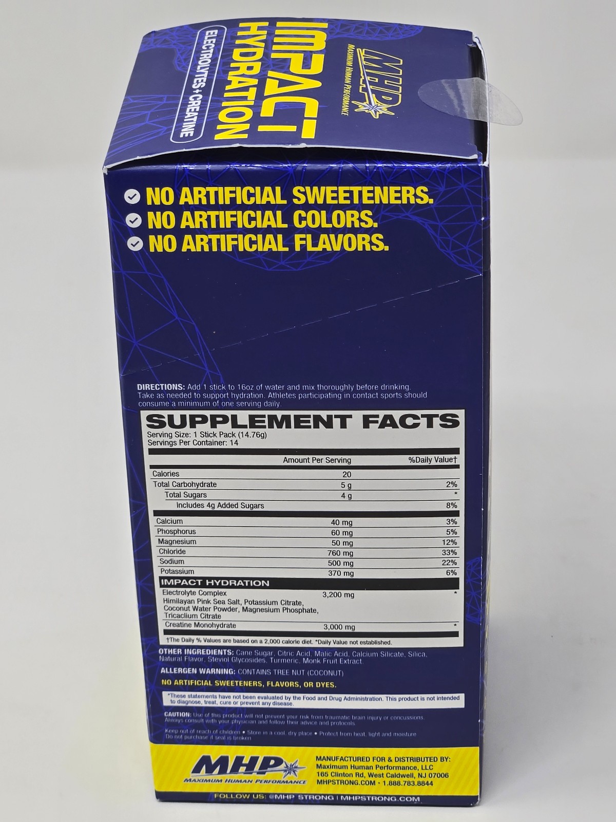 MHP Impact Hydration (Lemon Lime, 14 stick-packs) NEW IN BOX