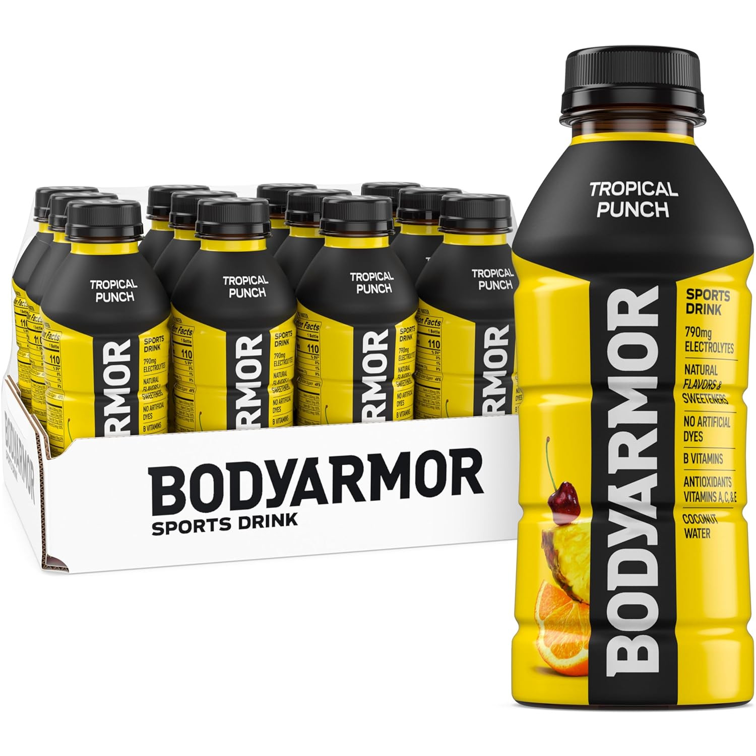 BODYARMOR Tropical Punch Sports Drink 16 oz Electrolyte Hydration 12 Pack