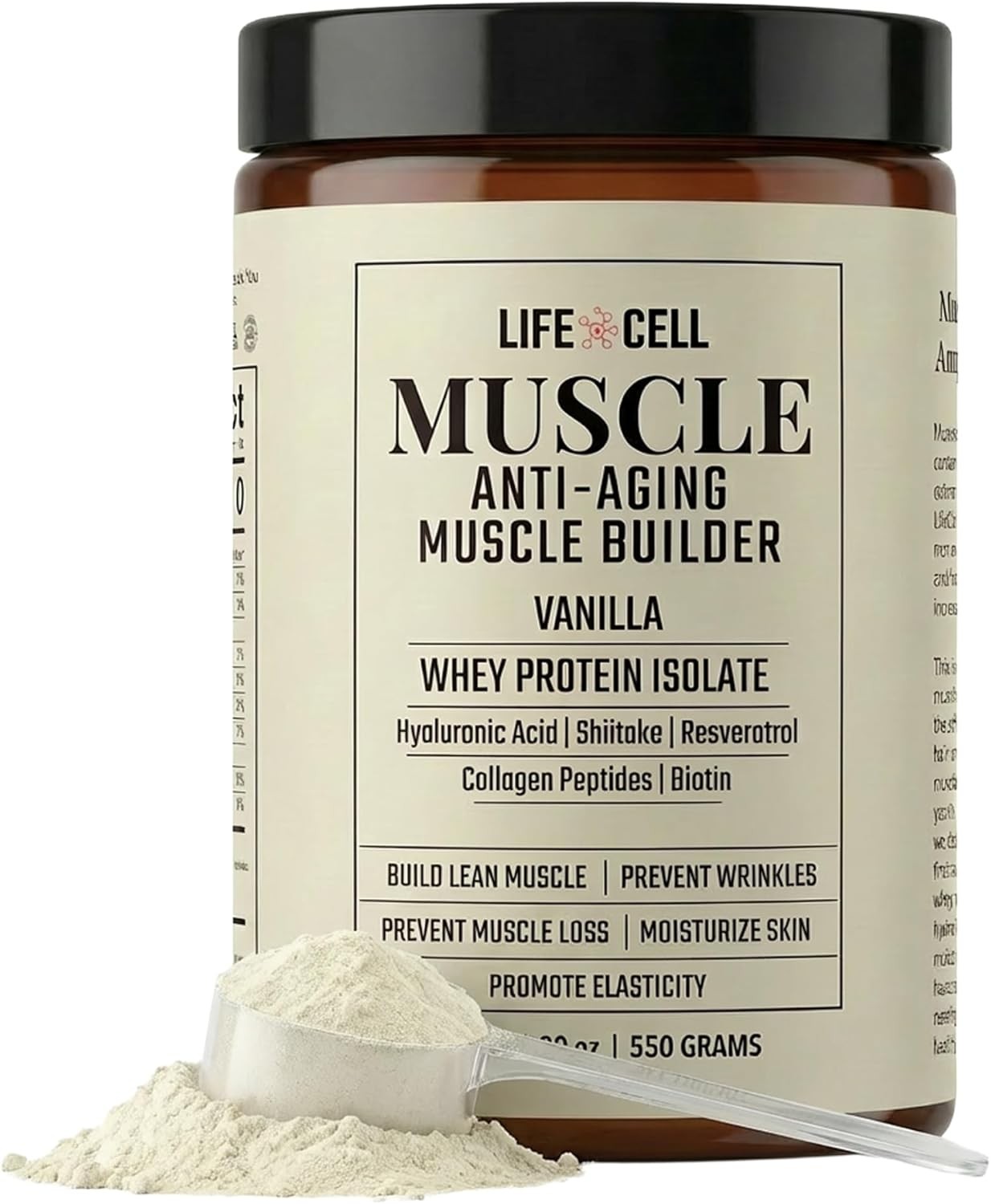 Whey Protein – Anti-Aging Muscle Builder with Shiitake Mushroom, Collagen & Hyal