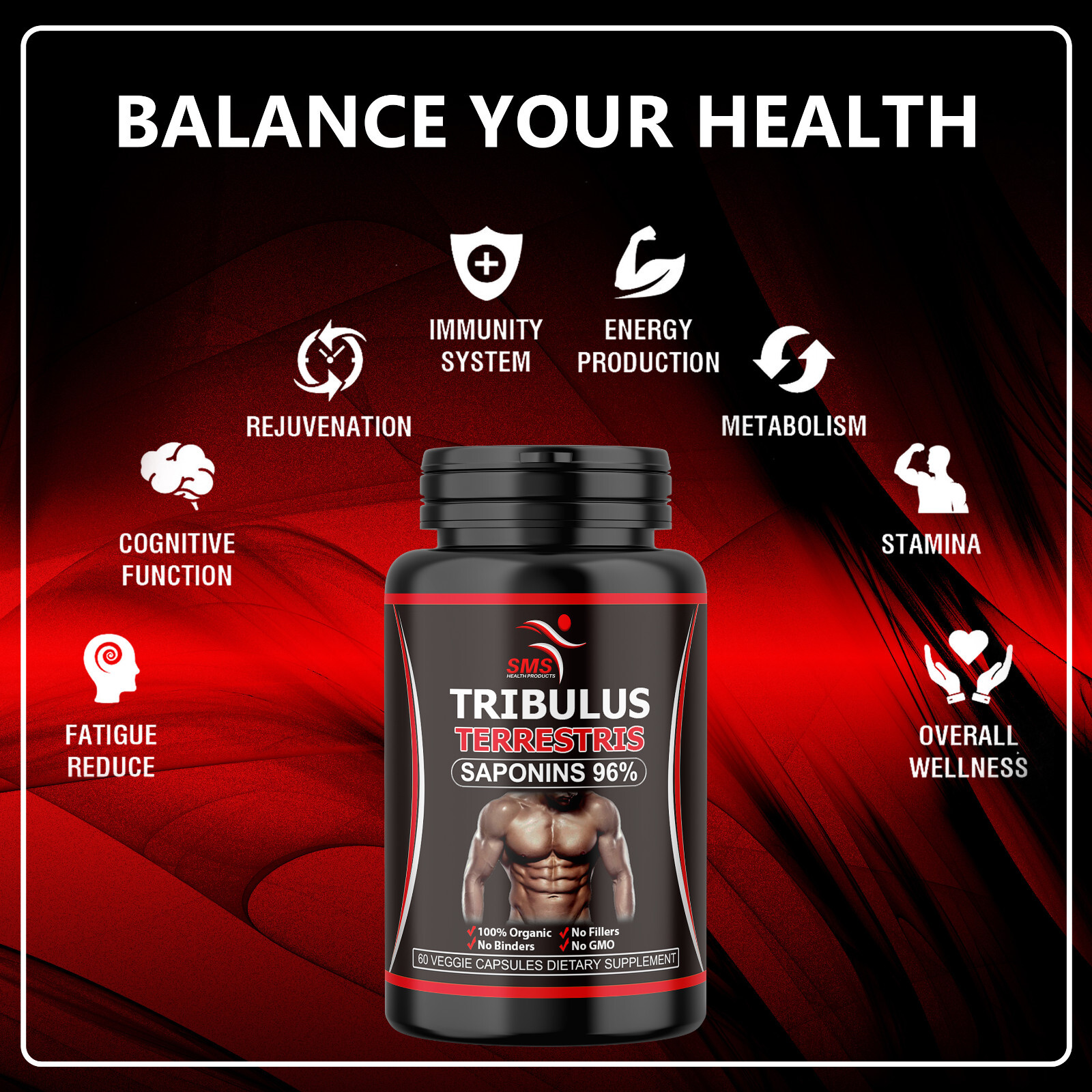 TRIBULUS TERRESTRIS 7500mg EXTRACT 96% SAPONINS BODY BUILD 30 CAPSULES
