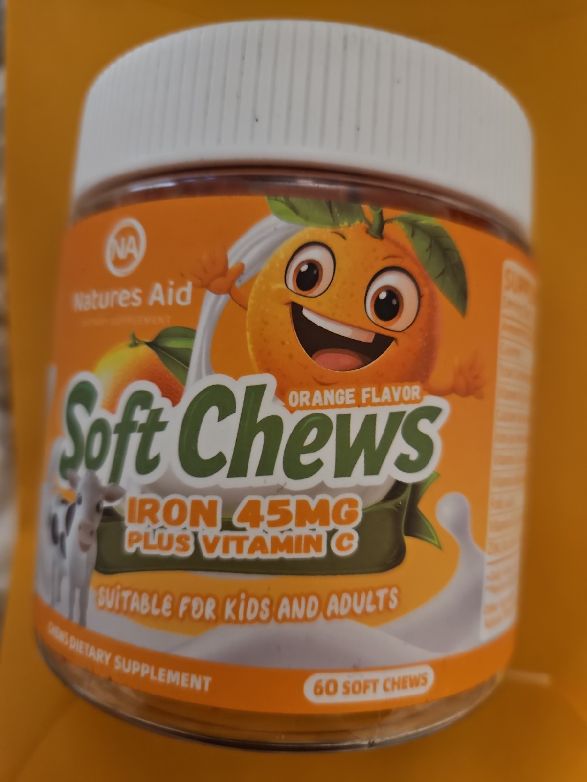 Natures Aid Iron 45 Mg Plus Vitamin C Soft Chews – 60 Count – Ex: 12/26